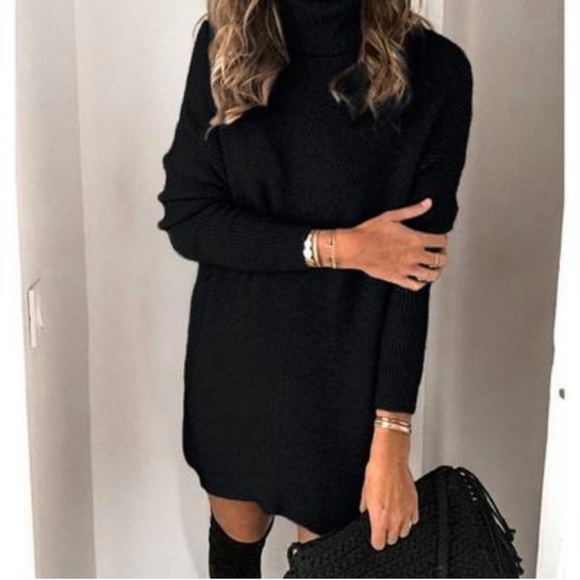 H&M Dresses & Skirts - NWT H&M Black Knit Turtleneck Sweater Dress